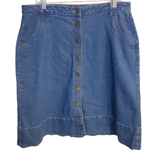 Ashley Stewart | Women's Button-Down Denim A-Line Skirt (Size 14) - Picture 1 of 10